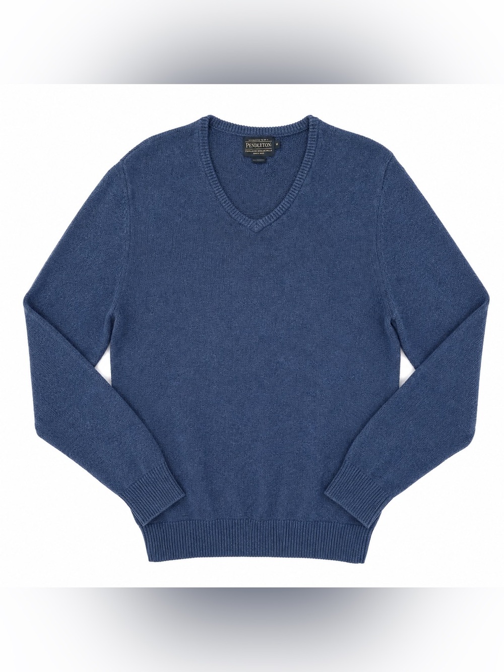 Pendleton V-Neck Sweater Mens M Blue Cotton Cashmere Knit Preppy  Academia